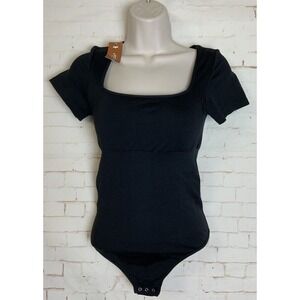 Lover Beauty Womens Black Square Neck Short Sleeve 1‎ Pc Top Size M/L
